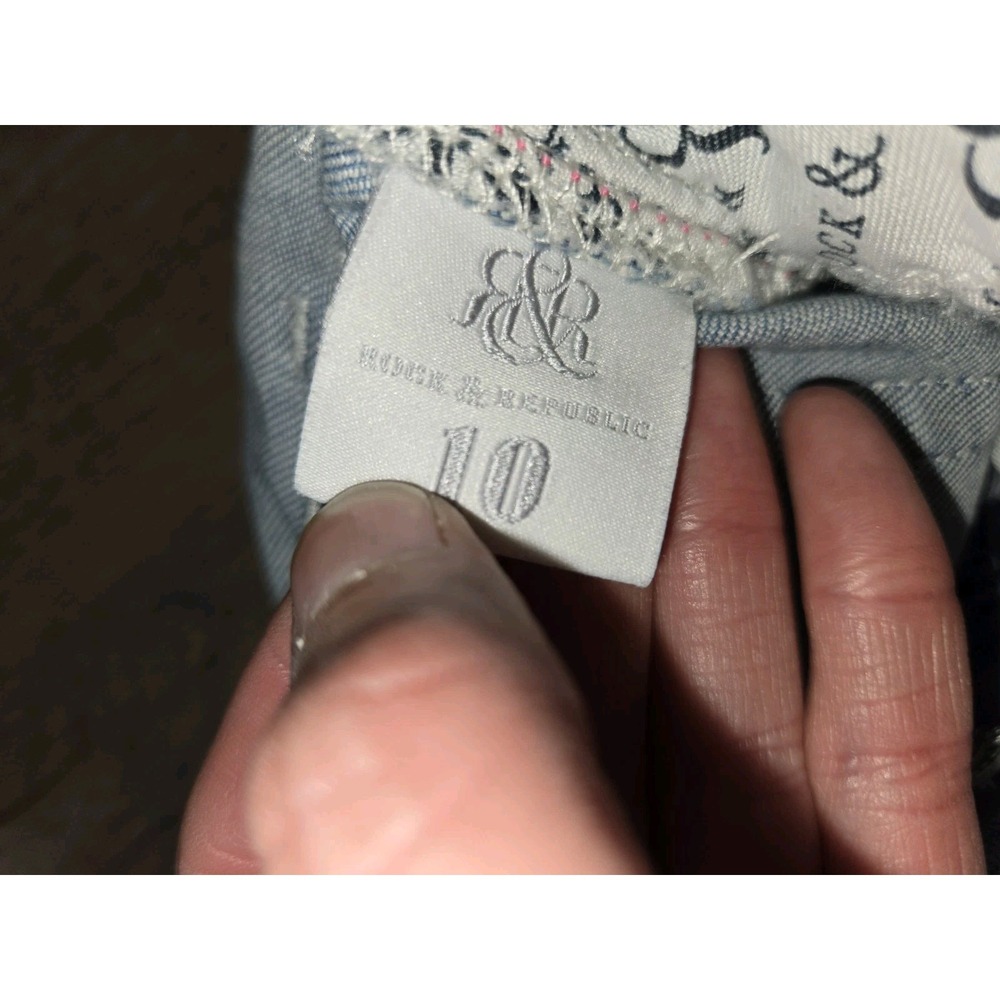 Rock Republic Jeans Womens 10 Blue Denim‎ Berlin Skinny Aztec Print Low Rise - Picture 3 of 3